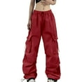 thumbnail image 1 of Pantalones cargo paracaidistas holgados de verano para mujer: estilo urbano vintage, diseño con múltiples bolsillos, poliéster transpirable, 1 of 8