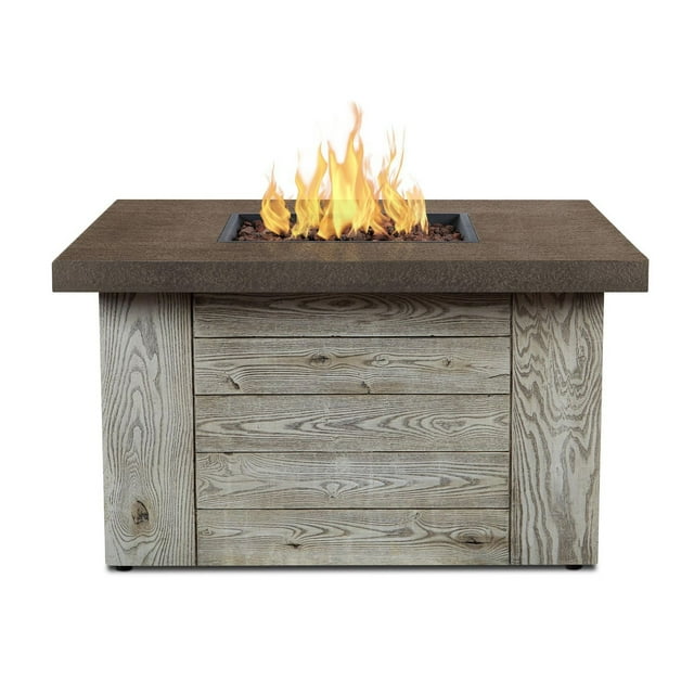 Table de foyer au propane Forest Ridge en gris vieilli avec kit de conversion au gaz naturel