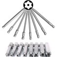 thumbnail image 1 of 8 Uds vástago hexagonal de 1/4 pulgadas puntas de destornillador Torx cabeza de seguridad magnética destornillador de acero Star S2 T8-T40, 100mm/3,93 pulgadas de largo, 1 of 5