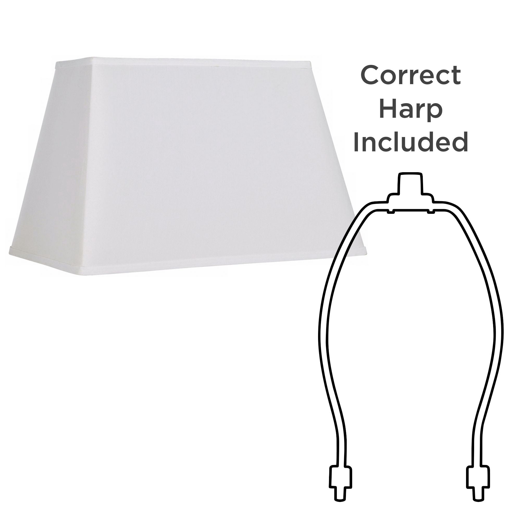 Springcrest White Large Rectangular Lamp Shade 14" Wide x 6" Deep at Top and 18" Wide x 12" Deep at Bottom and 12" Height (Spider) Replacement
