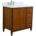 thumbnail image 5 of MCM 37" Solid Wood Sink Vanity with Left Rectangle Sink in Walnut/White, 5 of 12