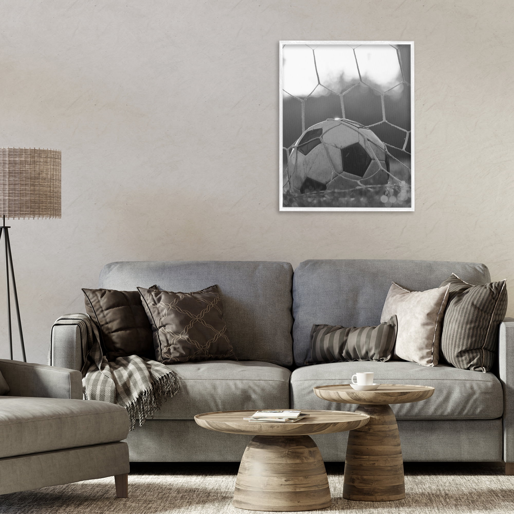 Stupell Industries Soccer Goal Score White Framed Giclee Art, design by Marcus Prime
