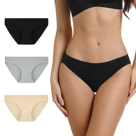 INNERSY Women s Seamless Bikini Underwear Soft Silky No Show Panties High Cut 3-Pack(Medium Classic)