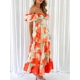 thumbnail image 3 of Women's Off Shoulder Floral Tiered Dress with Ruffle Details 100% Polyester Lightweight Dress for Summer and Everyday, 3 of 25