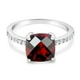 thumbnail image 2 of Gem Stone King 925 Sterling Silver Red Garnet Women Ring (2.52 Ct Cushion Checkerboard Cut 8MM, Available in Size 5, 6, 7, 8, 9), 2 of 5