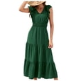 thumbnail image 1 of Birdeem Robe d'Été Décontractée pour Femme à Col en V, Unie, à Manches Courtes, Vacances, Boîte de Nuit, Longue, Soleil, 1 of 8