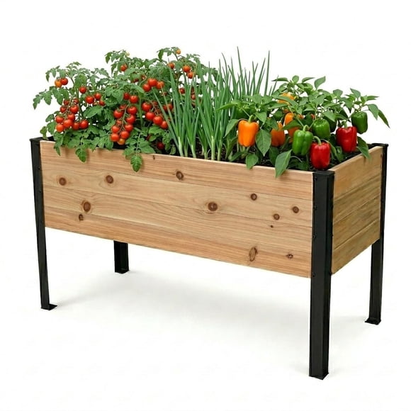 Raised Garden Bed with Legs 48x20x28 – Western Red Cedar Planter Box for Outdoor Gardening – Core Grade LIVAROCKS