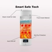 Smart Travel Kettle Electric Small Stainless Steel Portable Digital Electric Kettle for Boiling Water 380ml Travel Tea Kettle Portable Water Boiler, White