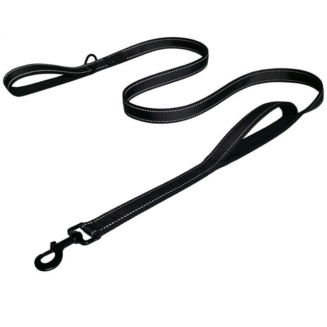 Heavy Duty Dog Leash - 2 Handles by Padded Traffic Handle for Extra Control, 6foot Long - Perfect for Medium to Large Dogs (6 ft, Black)