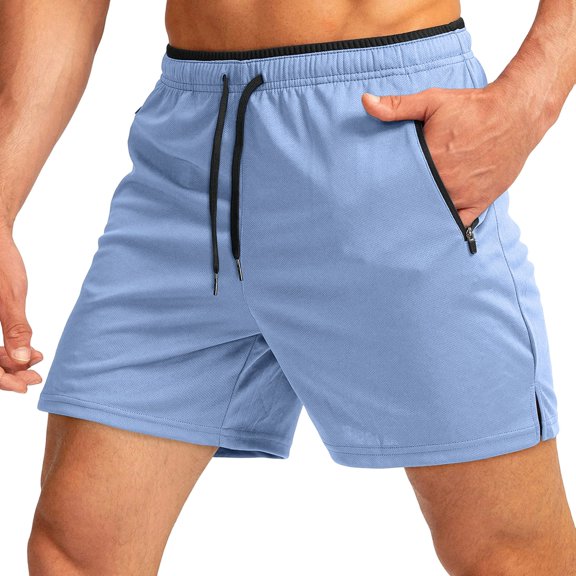 Men's Athletic Workout Shorts Comfort Lightweight Gym Running Shorts with Zip Pocket