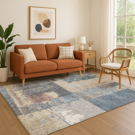 Addison Rugs Mayfield Premium Machine Washable Transitional Abstract Beige Rectangle Rug, 3' x 5'