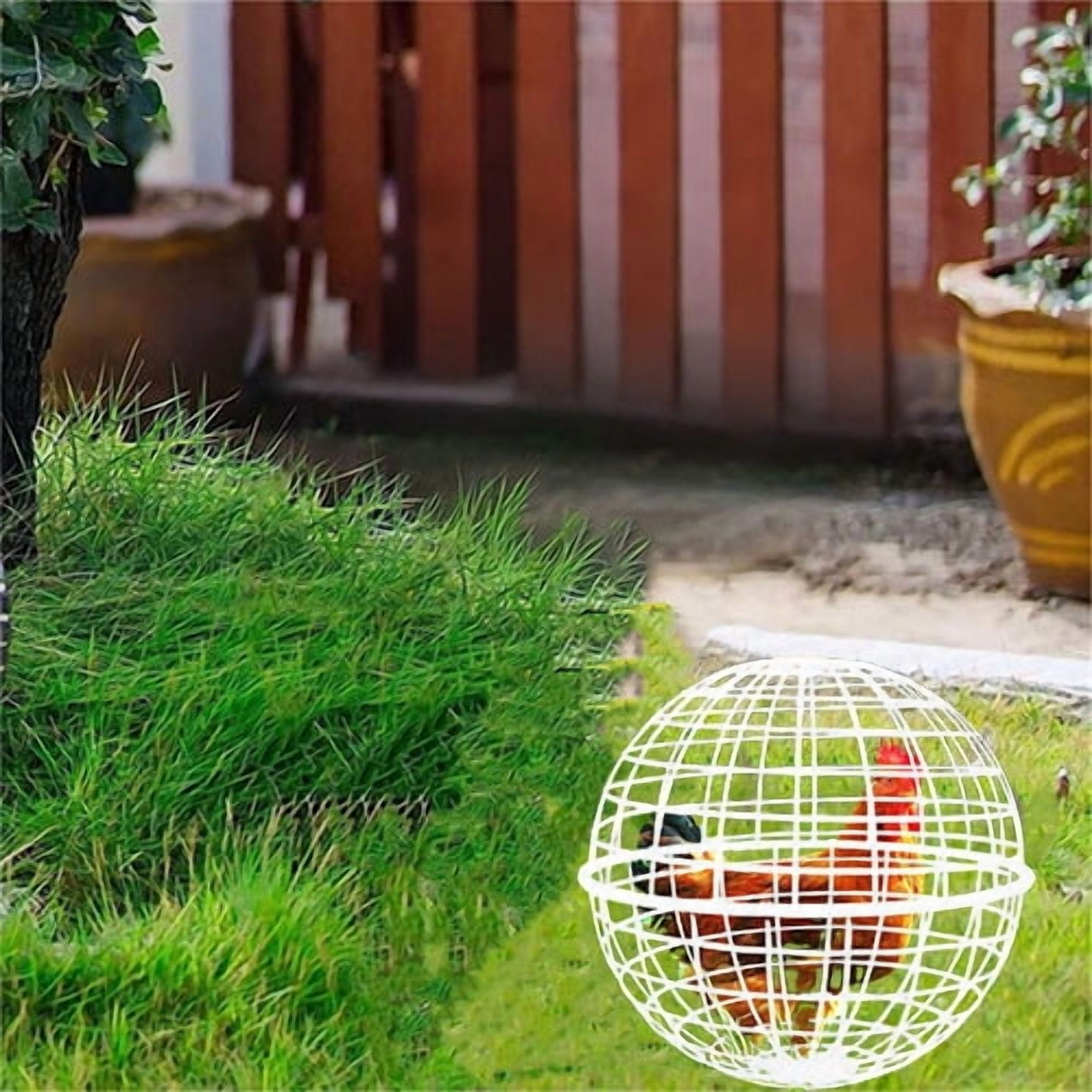 Pet Safety Ball Cage - Removable Rolling Enclosure for Chickens, Rabbits & Birds, Durable Outdoor Hutch Prevents Dog Attacks & Horse Trampling