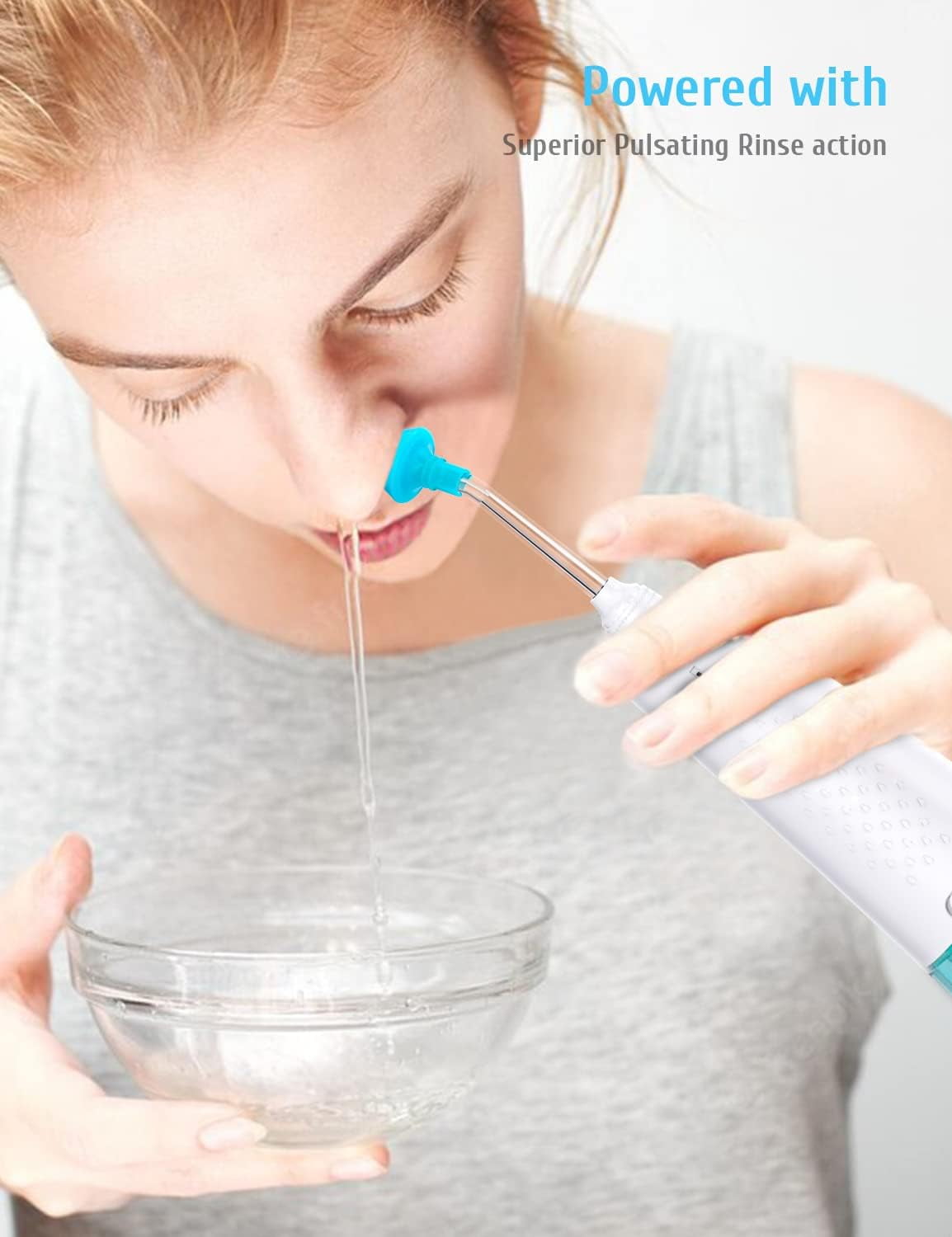 Nasal Irrigation System, Cordless Nasal Rinse Machine for Sinus Relief & Nasal Care, Electric Neti Pot with 6 Tips and 40 Salt Packs Nasal Irrigation Sinus Rinse System Kit for Adult & Kid