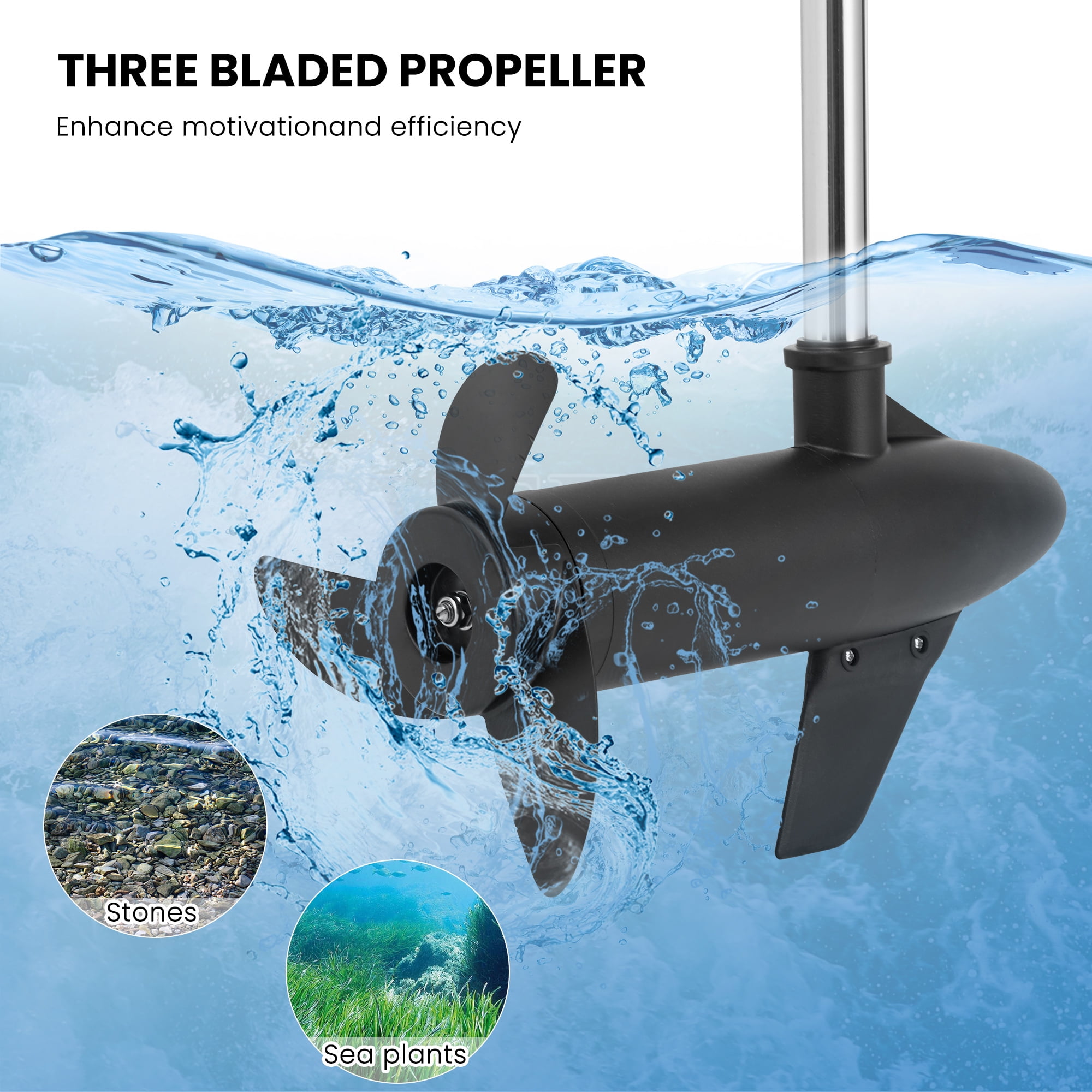 Naipo Electric Trolling Motor with 55 Lbs Thrust 8 Speeds, Boat Fishing Motor with Telescoping Handle, LED Battery Indicator for Kayak Fishing Boat Freshwater Use