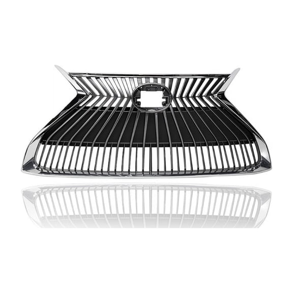 Grille - Compatible/Replacement for '19-22 Lexus ES250/300h/350 Base - Chrome Frame, Silver Line Insert Without Sensor & Camera Hole, With Emblem Provision - 5310106640