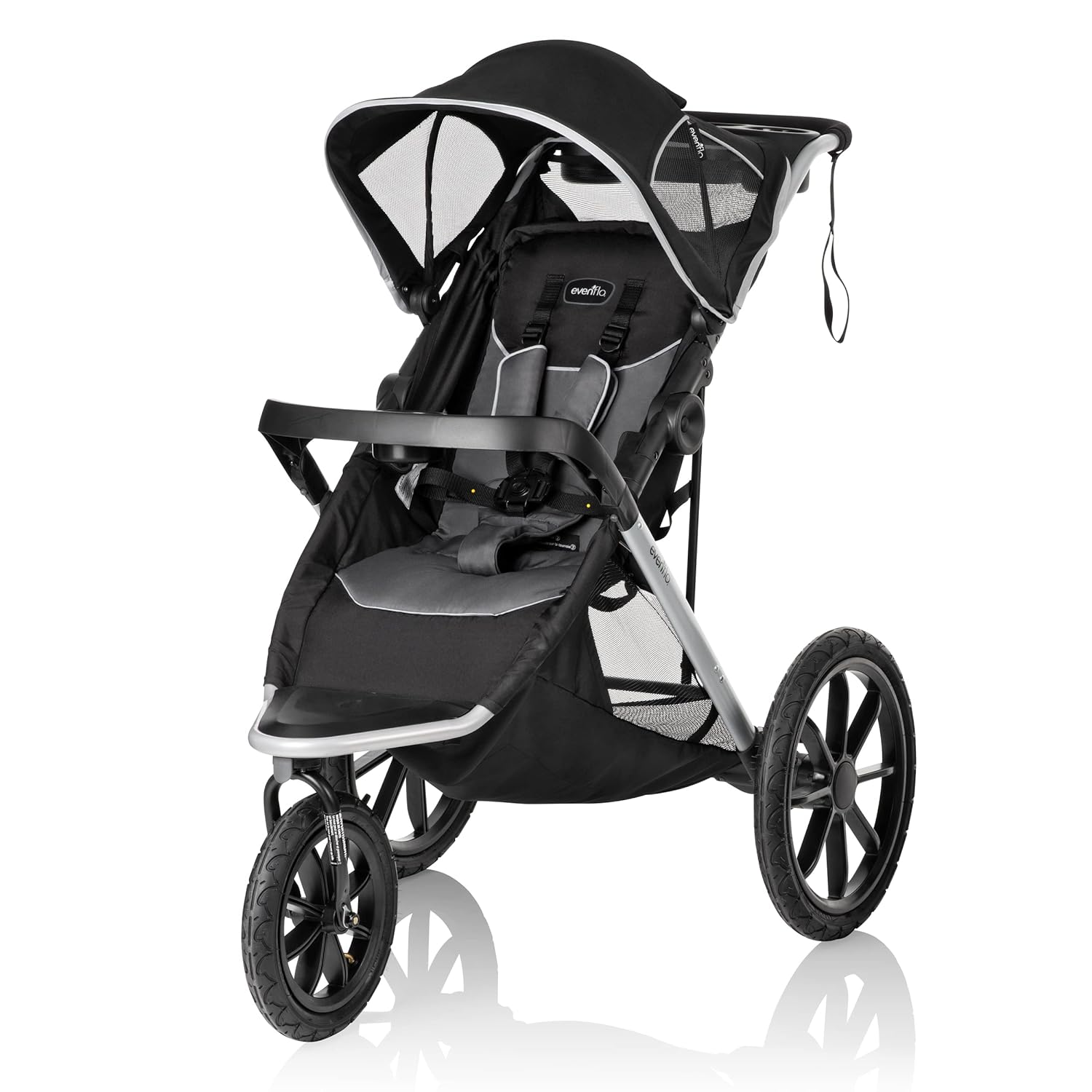 Evenflo Victory Plus Jogger Stroller, Compact, Lightweight, Self-Standing, Ample Storage, Large Tires, Swivel Wheel, Full Coverage Canopy, Multi-Reclining Seat, Compatible With LiteMax Infant Car Seat - image 3 of 11