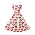 thumbnail image 5 of SBYOJLPB Girls' Valentine's Day Sundress Short Sleeve Printed Dress Middle and Large Children's Waist Fold Turndown Collar​ Dress, 5 of 7