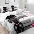 thumbnail image 3 of LUVIVIHOME 3PCS African American Black Girl Duvet Cover Queen Bedding Sets, Pink Eiffel Tower Sexy Black Woman Melanin Afro Girl White Comforter Cover, Inspirational Gifts for Women, 2 Pillow Shams, 3 of 7