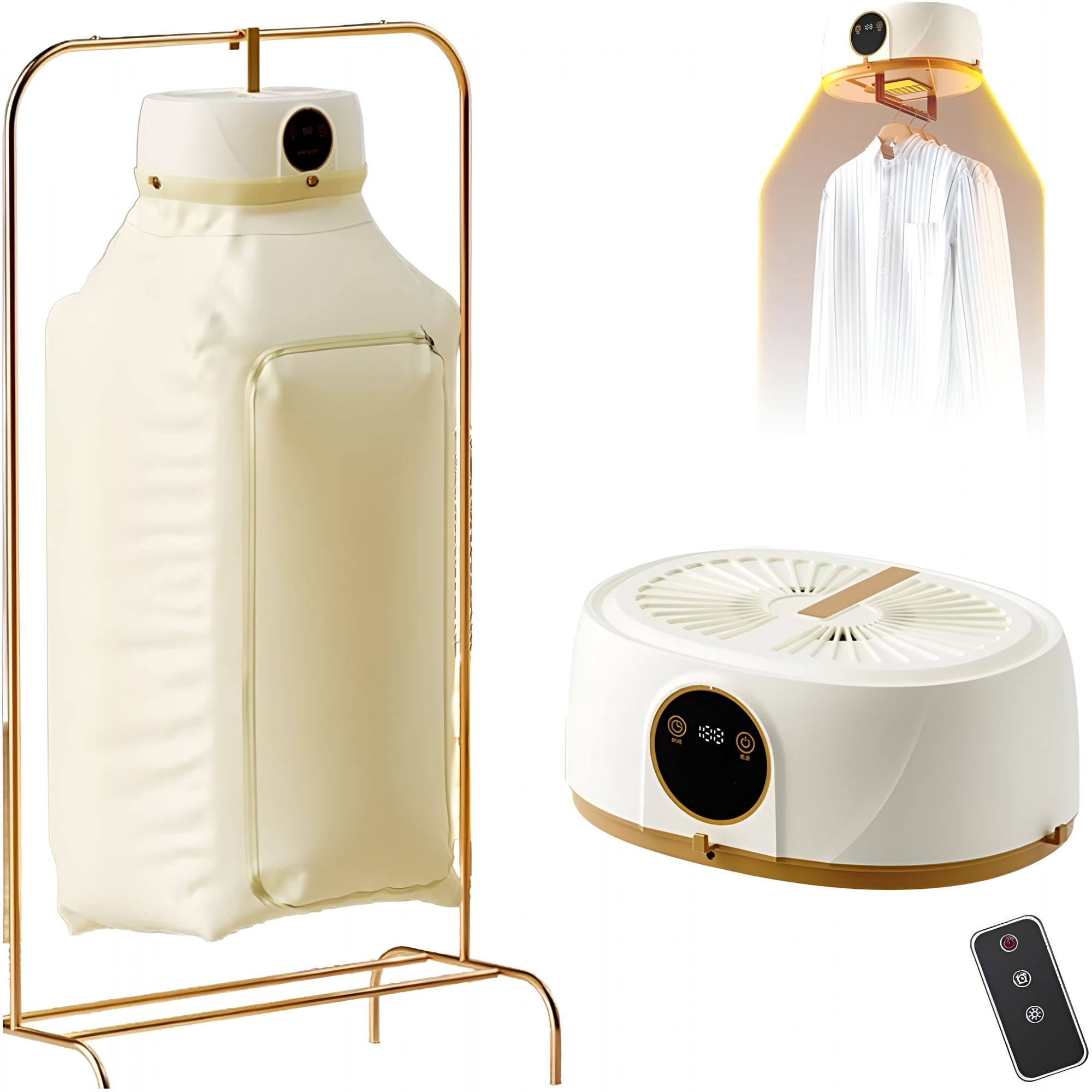 HIBIBUD Automatic Ironing Machine & Portable Garment Steamer - Foldable Shirt Press with Wireless Remote, 2-in-1 Clothes Dryer & Wrinkle Remover for Home, Apartment, Dorm, and Travel