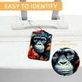thumbnail image 3 of Monkey Square PU Leather Luggage Tags, 2 Pack, with Privacy Cover and Stainless Steel Ring - Suitable for Travel, Backpack, Handbag - Bag Tags, Handbag Tags, 3 of 7