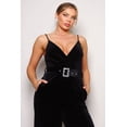 thumbnail image 3 of Samba Rhinestone Belt Velvet Jumpsuit Black S, 3 of 5