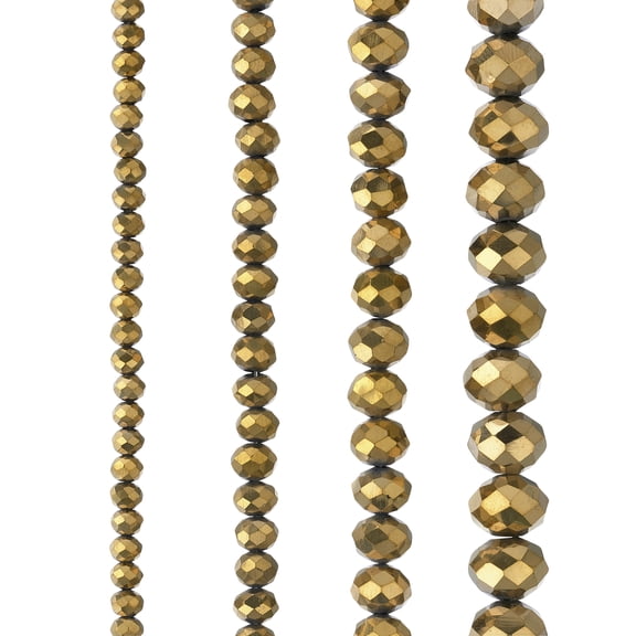 12 Pack: Gold Half Faceted Glass Rondelle Beads by Bead Landing