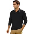 thumbnail image 1 of Adult Polo Shirt Men Long Sleeve Button Tees Shirts Basic Black Men TShirt, 1 of 8