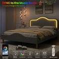 thumbnail image 4 of Yiwa Kids Velvet Bed Frame with LED Lights, Adjustable LED Headboard & Footboard Princess Platform, Wood Slats Support, No Box Spring Needed, 4 of 9