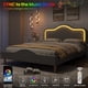 thumbnail image 4 of QinaQin Base de cama tapizada en terciopelo estilo princesa, con cabecera y piecera LED ajustables, soporte de madera y diseño ideal para niñas o niños, 4 of 9