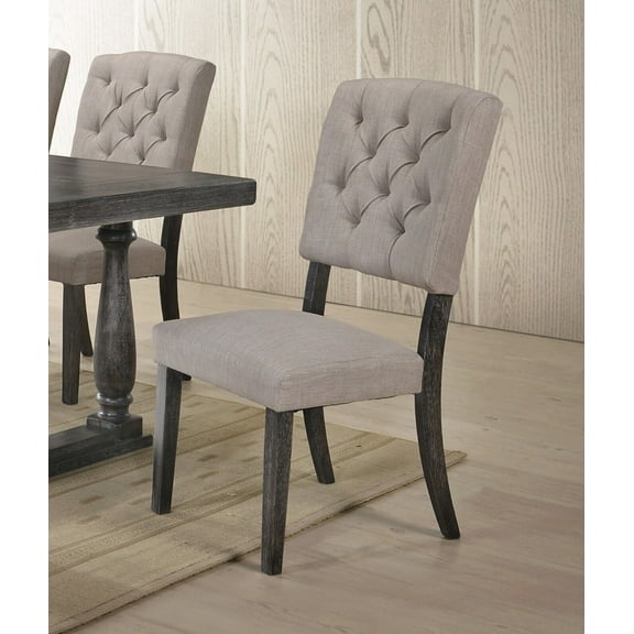 Transitional Style Armless Side Chairs Set of 2 Upholstered Seat Tufted Backrest Stylish Dining Chairs