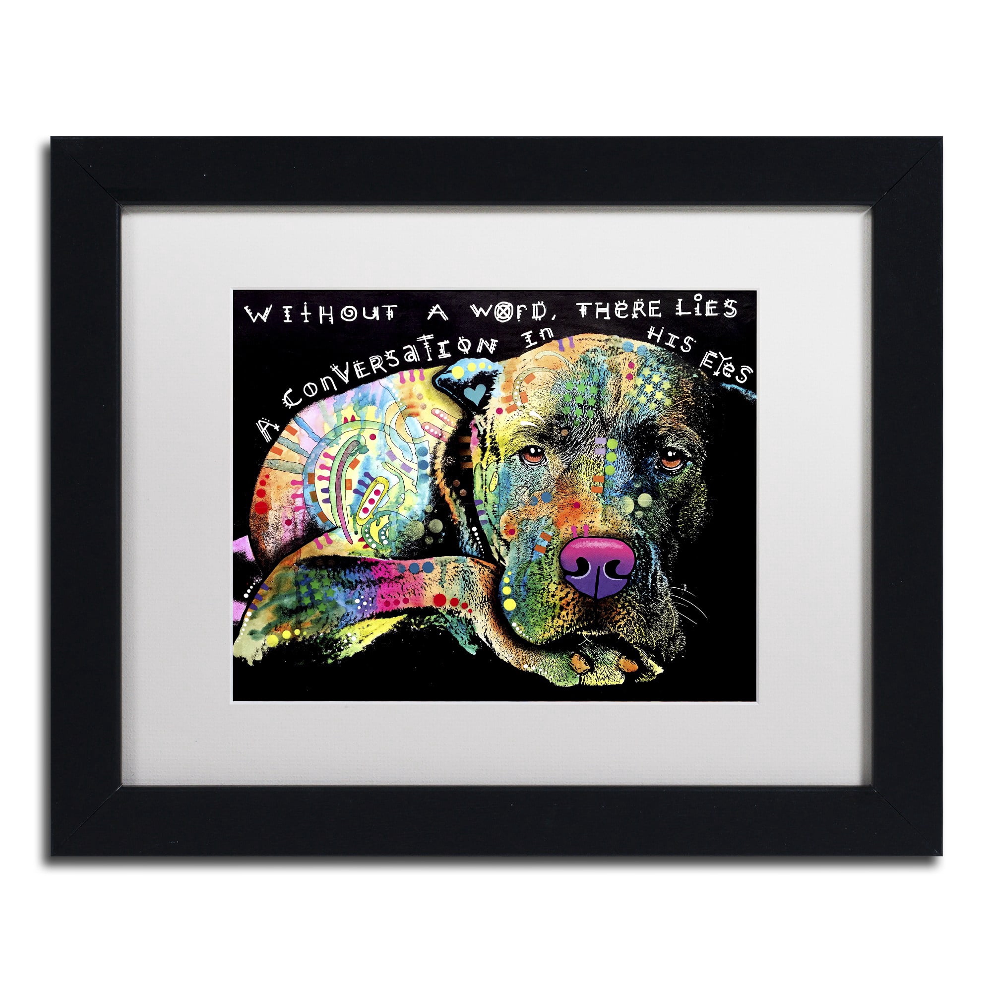 Trademark Fine Art 'Without a Word' Canvas Art by Dean Russo, White Matte, Black Frame