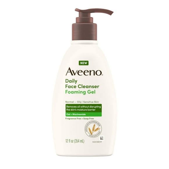 Limpiador facial Aveeno, gel espumoso diario, 355 ml, sin fragancia