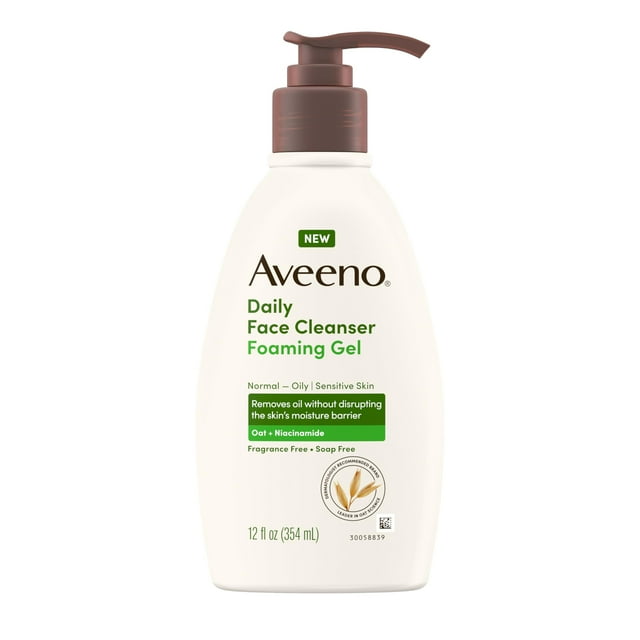 Limpiador facial Aveeno, gel espumoso diario, 355 ml, sin fragancia
