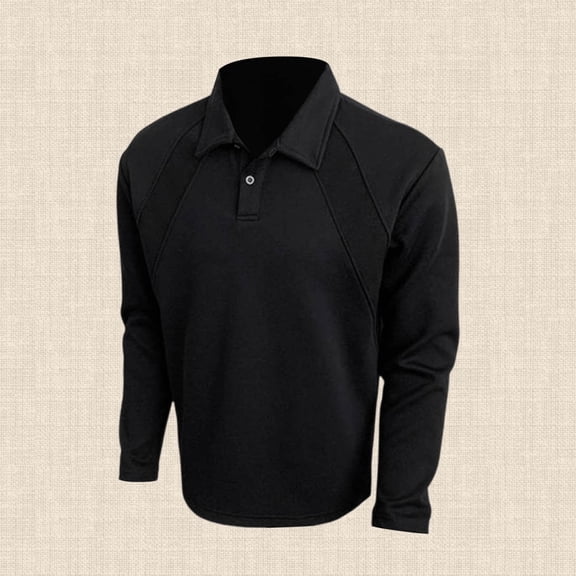 Polo Shirt for Men Long Sleeve Button Down Tees Shirt Lightweight Black TShirts for Men