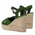 thumbnail image 3 of FSJ Women Peep Round Toe Espadrille Wedge High Heels Cross Strap Buckled Platform Sandals Summer Date Casual Dress Shoes Size 10.5 Green, 3 of 5