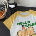thumbnail image 6 of KPOPLK Baby Boy Summer Clothes 12-18 Months Cute Outfit Summer Kids Patchwork Short Sleeve T-Shirt and Shorts Cool Short Sets Size 12-18 Months,Yellow, 6 of 7