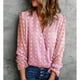 thumbnail image 5 of Top De Manga Larga De Encaje Para Mujer, Blusa De Encaje Suave Y Transpirable Elegante Con Cuello En V Para Oficina, 5 of 6