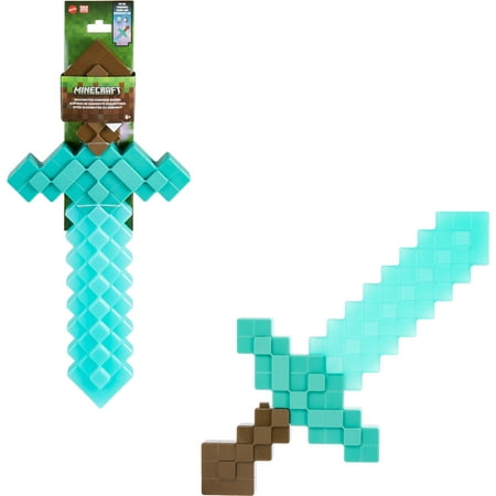 Minecraft Toys, Enchanted Diamond Sword for Role-Play, Lights & Sounds, Gift for Children