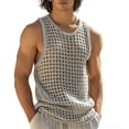 thumbnail image 2 of Men's Sleeveless Mesh Tank Top Hollow Out Fishnet Rave See Through Crochet Muscle Shirt Summer Beach Vacation Breathable Fitness Training Hipster Streetwear Top, 2 of 6