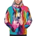 thumbnail image 4 of KLL Watercolor White Horse Print Mens Hoodie Long Sleeve Casual Pullover Hooded Sweatshirt Fashion Drawstring Hoodies with Pocket-Small, 4 of 6