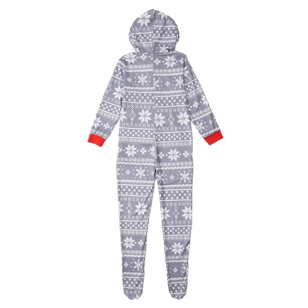 GYRATEDREAM Christmas Family Matching Pajamas Hooded Zipper Onesies Long Sleeve Couple One Piece Sleepwear with Pockets