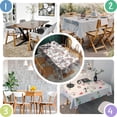 thumbnail image 4 of White Pioneer Flower and Paisley Pattern Rectangle Tablecloth 60"x84",Waterproof Polyester Rectangle Table Cloth, Wipeable Spillproof Polyester Tablecloth for Dining, Camping, Indoor and Outdoor, 4 of 5