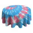 thumbnail image 4 of Colorful Tie Dye Pattern Round Tablecloth 60"x60",Wrinkle Wipeable Table Cloth for Kitchen Dining Room Picnic Patio Party, 4 of 6