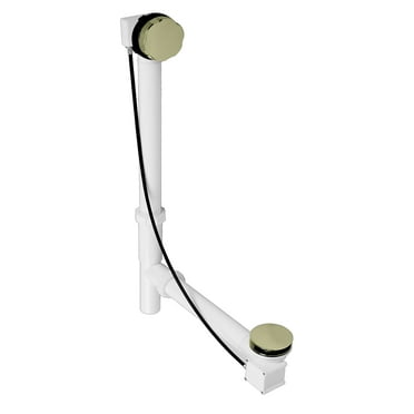 Westbrass D50P35TLE-01 35" Cable Drive Standard Bath Drain Trim Kit with Rotary Overflow Cover Knob, Pop-Up Stopper and Poly Tubular Pipes & Fittings, Polished Brass