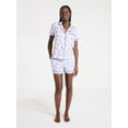 thumbnail image 3 of Joyspun Women’s Dreamy Soft Collection Notch Collar Knit Top and Boxer Shorts Pajama Set, Sizes XS-3X, 3 of 5