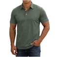 thumbnail image 2 of T Shirt Muscle Gym Workout Athletic Tee Men's Breathable Short Sleeve Shirt In Solid Color With Classic Collar Army Green Xxl, 2 of 8