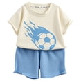thumbnail image 6 of NAISIBABY Boys Summer Outfit Sets, Soccer Garphic Short Sleeve T-Shirt & Shorts 2-Piece Active Fit Casual Clothes Sets Blue Size 2, 6 of 9