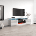 thumbnail image 5 of Eva-KWH Fireplace TV Stand for TVs up to 80", Modern High Gloss 71" Entertainment Center, Electric Fireplace TV Media Console with Storage Cabinets and LED Lights, 5 of 8