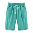 thumbnail image 6 of vigerkar Women Bermuda Shorts Knee Length High Waisted Shorts Summer Casual Capri Pants with Pockets (Light Green, M), 6 of 6