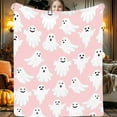 thumbnail image 6 of Zhourta Pink Halloween Ghost Blanket Soft Flannel Throw for Couch Office Nap Cozy Spooky Decor, 6 of 9